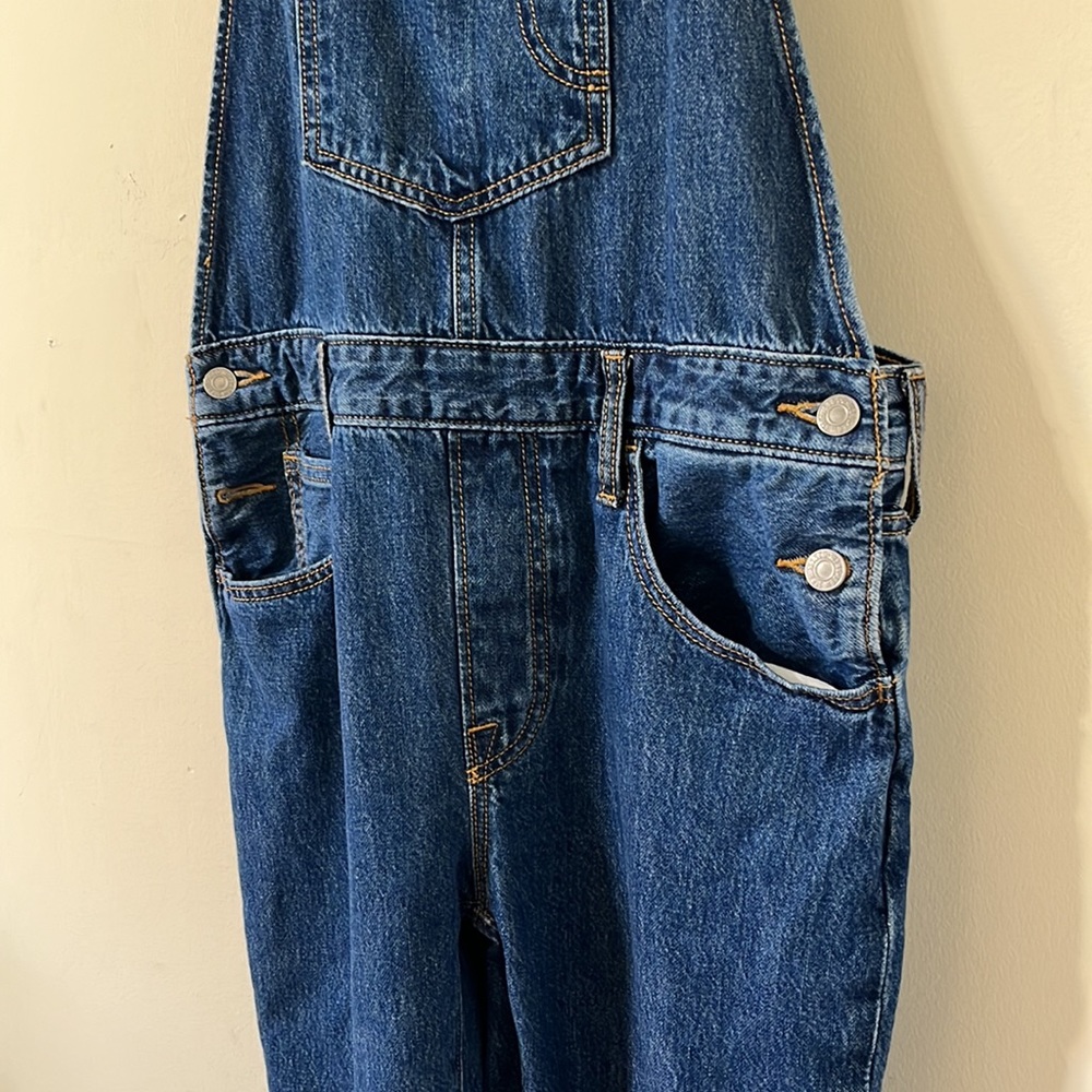 Levi's Original Skinny Medium Wash 100% Cotton Overalls Size Large - Picture 6 of 12